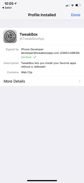 Installed Tweakbox App on iOS successfully